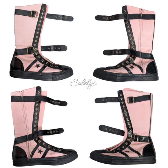 Converse RARE 2005 XXHI Star 70 Peach Blossom Pink Black Buckle Sneaker Boot 11 - Picture 12 of 16